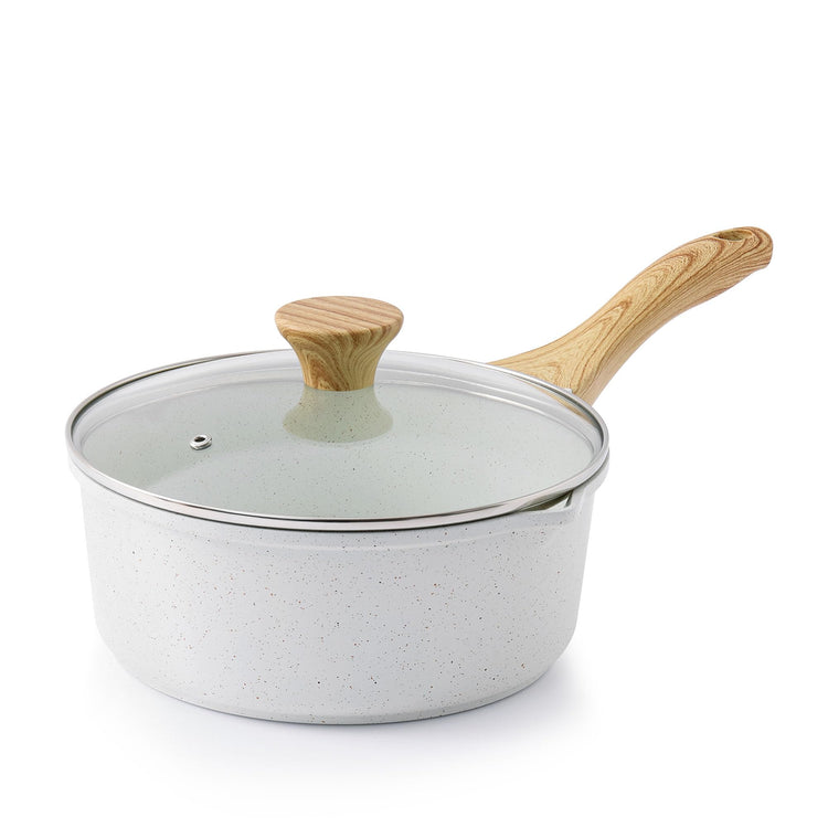 3 Quart Ceramic Nonstick Saucepan with Double Pouring Spout