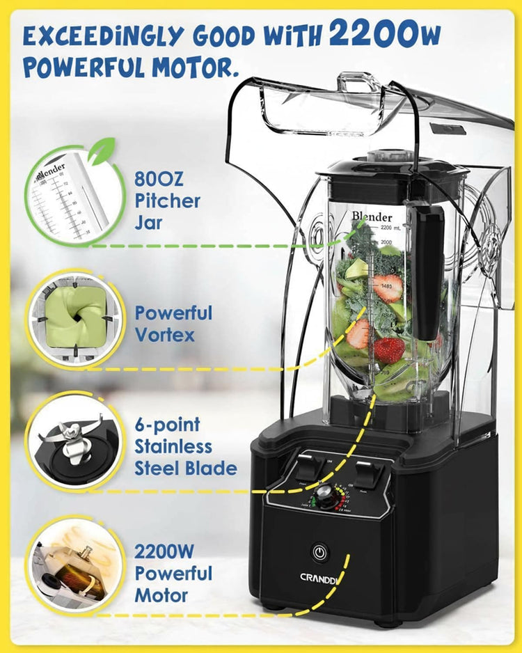 Quiet Commercial Blender with Soundproof Shield