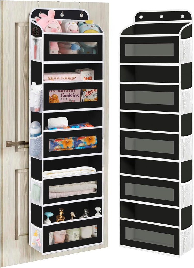 Over The Door Organizer, 5 Shelves Closet Door Hanging Organizer with 10 Mesh Pockets, Nursery Closet Organizers, Baby Essentials, Dorm Room Essentials for Girls