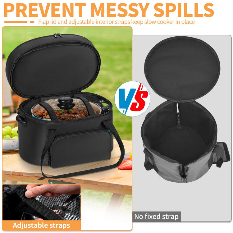 Double Layer Slow Cooker Travel Bag Compatible with 6