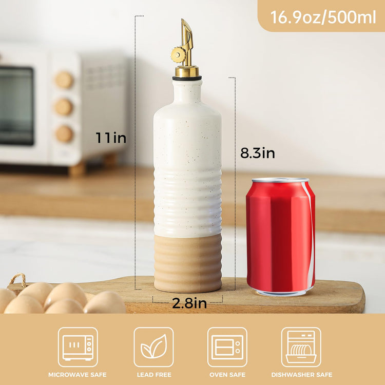 Ceramic Olive Oil Dispenser Bottle 16.9 oz with Pour Spout