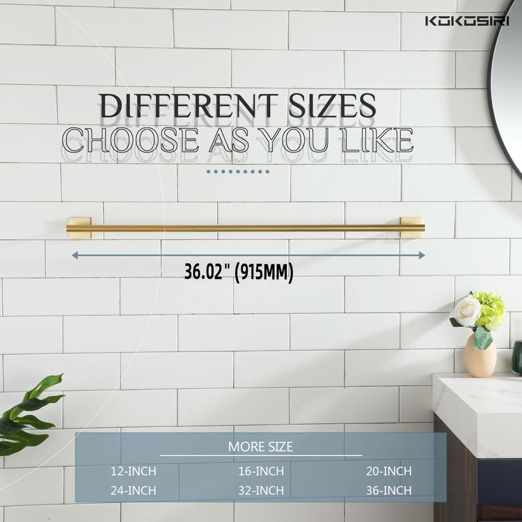 Bathroom Towel Bar 36'' Towel Holder for Bath Kitchen Wall Mount Towel Rails 36 Inch Brushed Gold Stainless Steel B4005BG