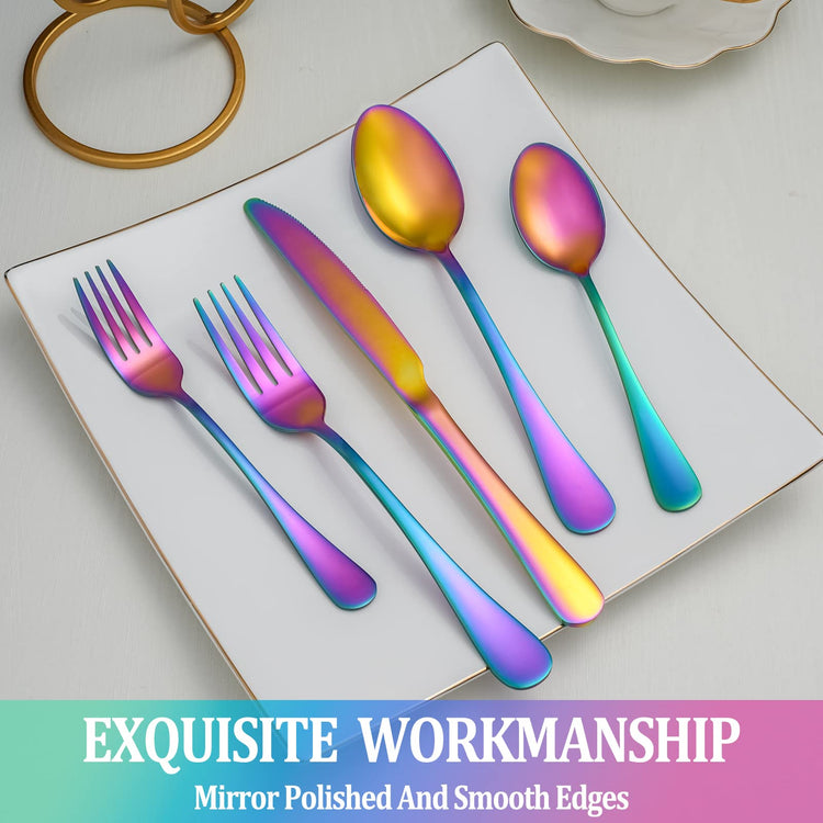 20 Pcs Rainbow Silverware Set Service for 4 (20 Count)