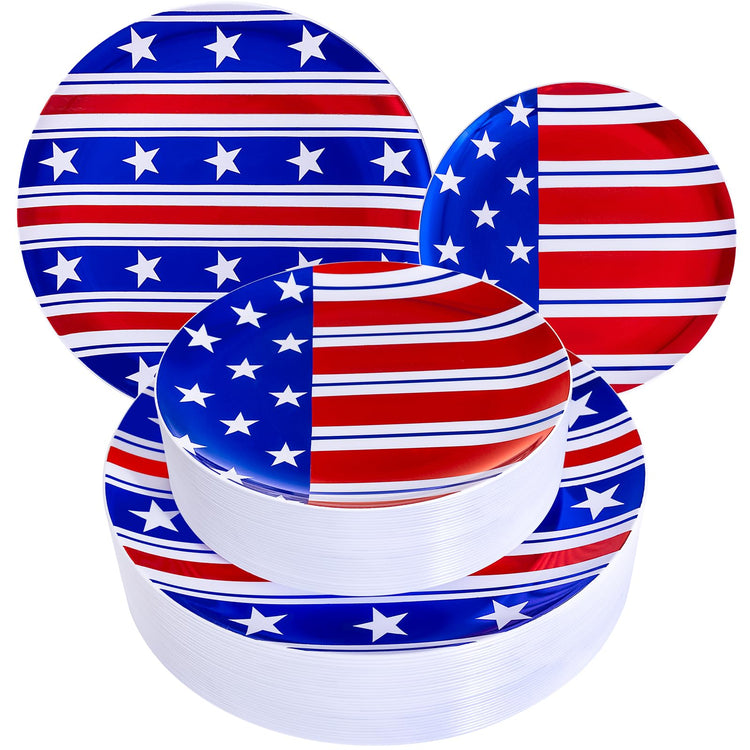 60PCS 4th of July Plates & Red White Blue Plates for Independence Day (60 Count)