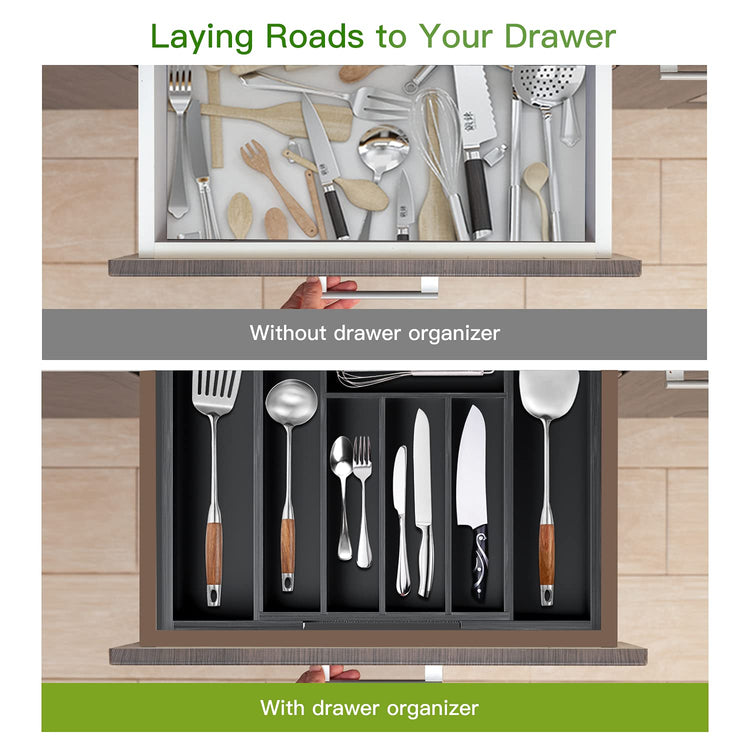 Bamboo Expandable Drawer Organizer for Utensils Holder