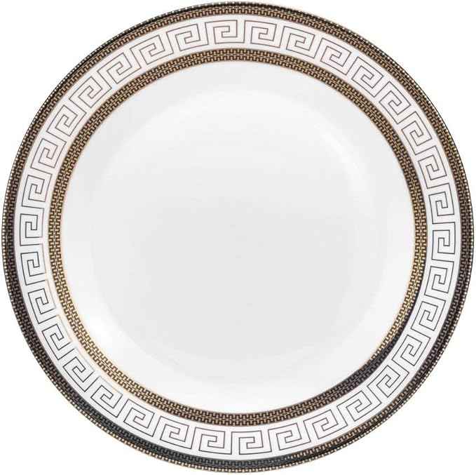 Euro Porcelain 57-pc Banquet Dinnerware Set, Luxury Tableware Dining Service for 8 (Greek Key Dark)