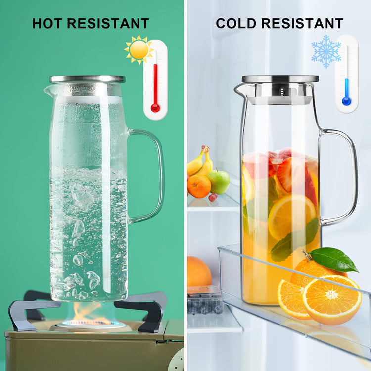 Glass Pitcher with Lid and Spout 50oz