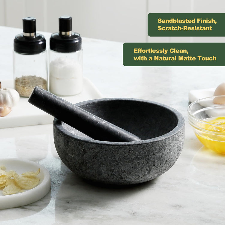 Natural Granite Mortar and Pestle Set