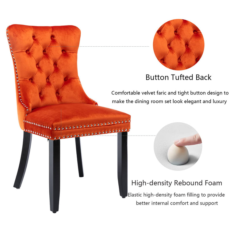 Orange Velvet Dining Chairs Set of 2 (2 Count)