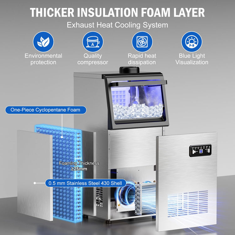 110 lbs Commercial Ice Maker Undercounter Built