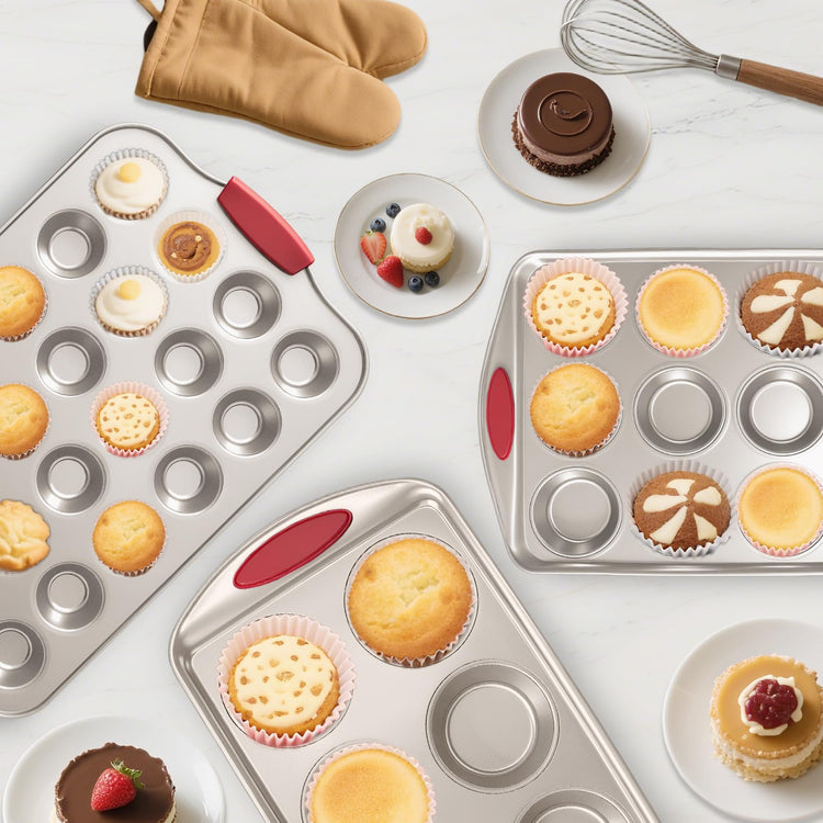 24 Cup Mini Cupcake Pan with Silicone Handles (2 Count)