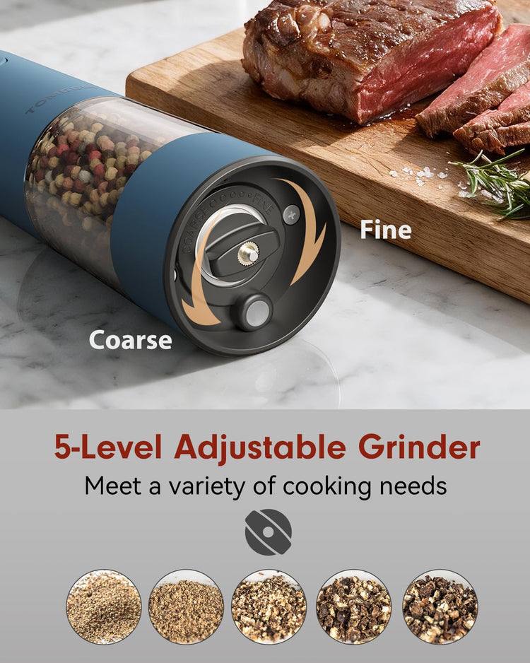 Larger Capacity Rechargeable Electric Salt and Pepper Grinder Set