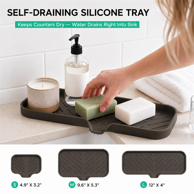 Silicone Soap Dish with Drain Spout