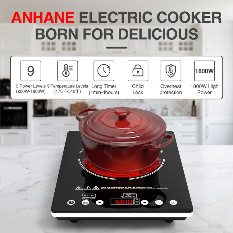 Electric Cooktop Single Burner Portable Stove 1800W 110v
