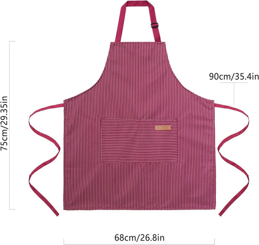 2 Pack Cooking Aprons Adjustable Bib Apron for Women with 2 Pockets, Kitchen Restaurant Men Chefs Aprons