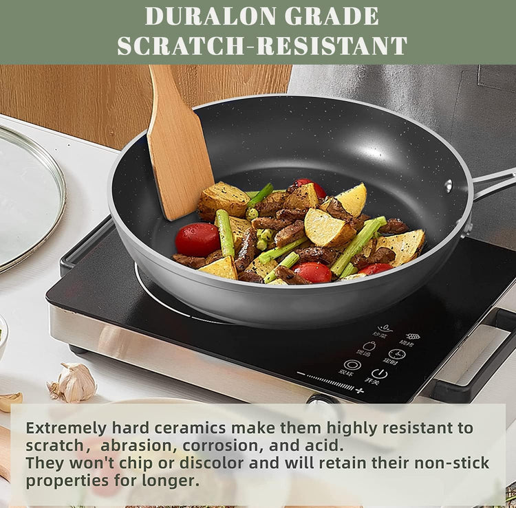 9pc Cookware Set Healthy Duralon Blue Ceramic Nonstick Coated