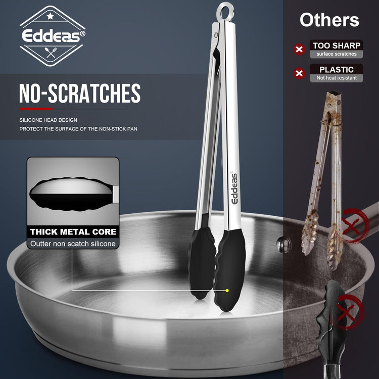 Kitchen Tongs with Silicone Tips (3 Count)