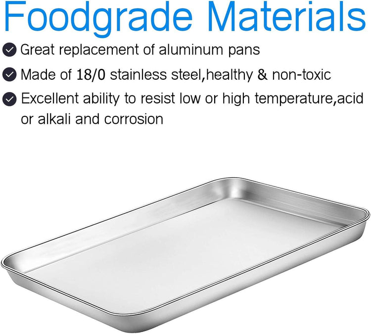Cookie Sheet and Cooling Rack Set, 16 inch Stainless Steel Baking Pan with a Rack, Professional Bakeware, Healthy & Non-toxic & Rustproof & Easy Clean & Dishwasher Safe