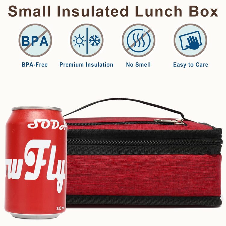 Small Insulated Lunch box Portable Soft Bag Mini Cooler Thermal Meal Tote Kit with Handle for Work & School