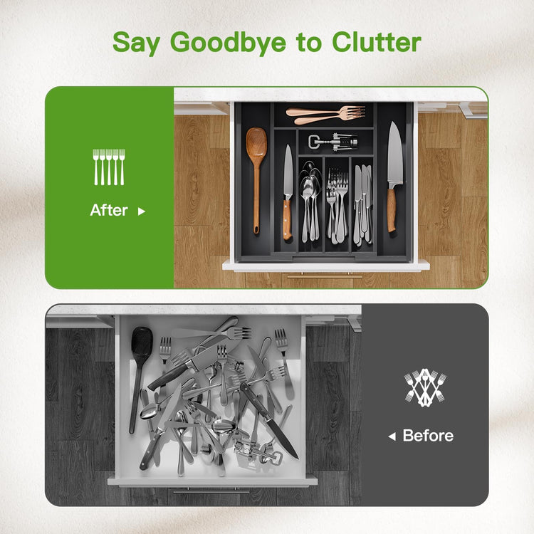 Bamboo Expandable Drawer Organizer for Utensils Holder