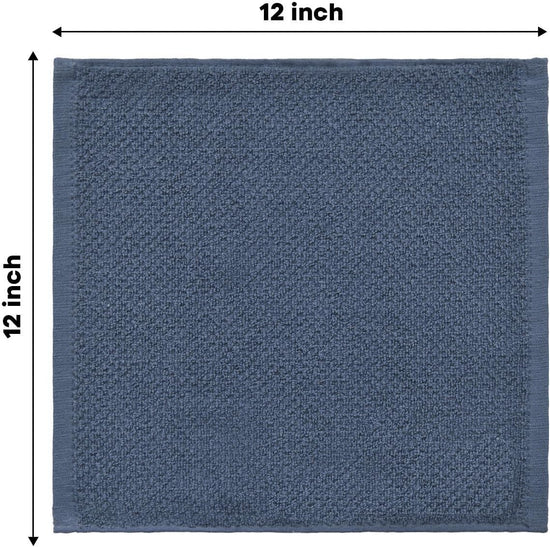 Artoid Mode Ring Spun Cotton Blue Dishcloth Kitchen Towels, 12x12 Inch Ultra Soft Absorbent Quick Drying Household Cleaning Kitchen Rags Set of 4 - Nestoria