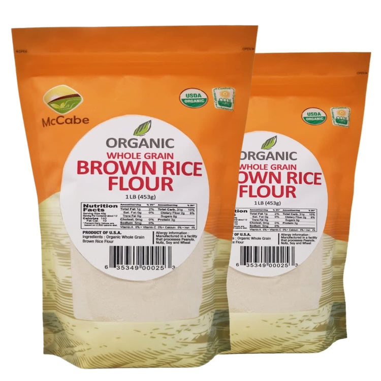McCabe Organic Brown Rice Flour - Brown Rice Flour Organic | Rich with Fiber & Minerals | USDA and CCOF Certified | Product of USA | 1Lb (Pack of 2) - Nestoria