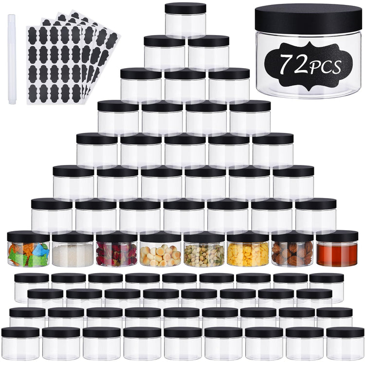 72 PCS 4 OZ Plastic Jars with Screw On Lids