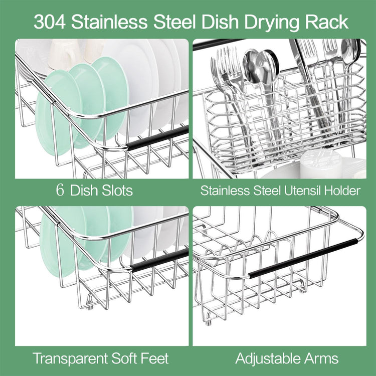 Small Dish Drainer Rack in Sink Adjustable