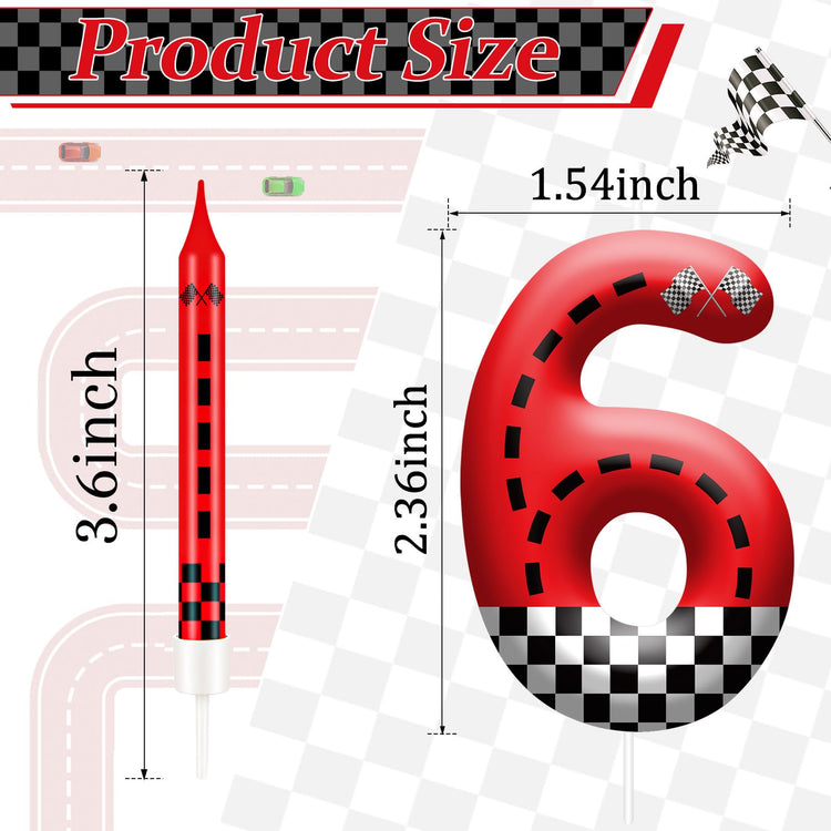 13PCS Racing Car Theme Birthday Candle Set with Checkered Flag Design (13 Count)