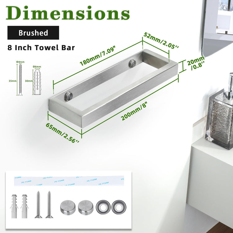 Hand Towel Holder Towel Bar for Bathroom Wall Mounted 8 Inch