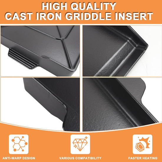 Universal Cast Iron Flat Top Griddle for Gas/Stove/Electric/Charcoal Grill,23" X 16 BBQ Griddle Insert for Weber Camp Chef Nexgrill StoveTop Griddle,Tailgating Nonstick Coating Cooking Skillet Pan,1PC - Nestoria