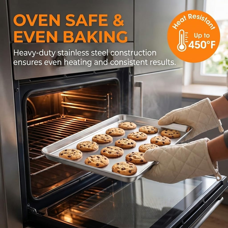 Baking Sheet 17.6"x 13"x 1" Stainless Steel Large Cookie Sheet Pan (2 Count)