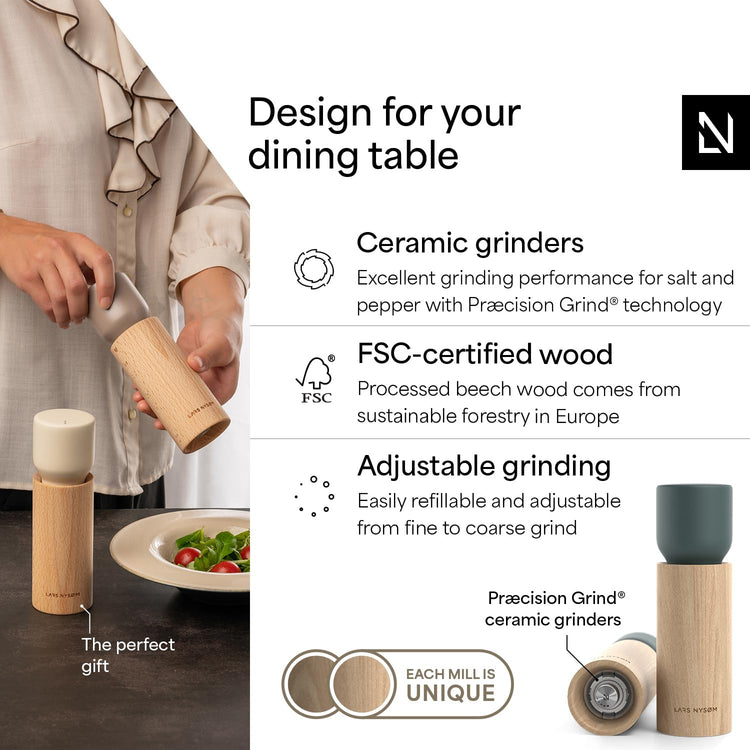 Wooden Salt and Pepper Grinder Set Manual with Tray