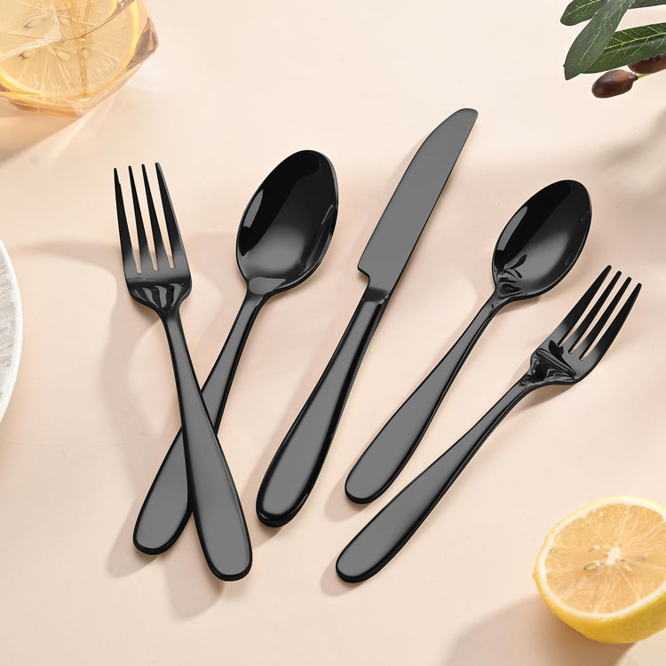 40 Piece Black Silverware Set (40 Count)