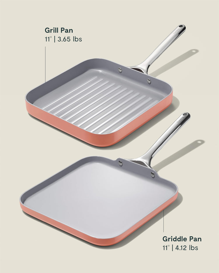 11" Non Stick Square Griddle Pan and Grill Pan Duo (2 Count)