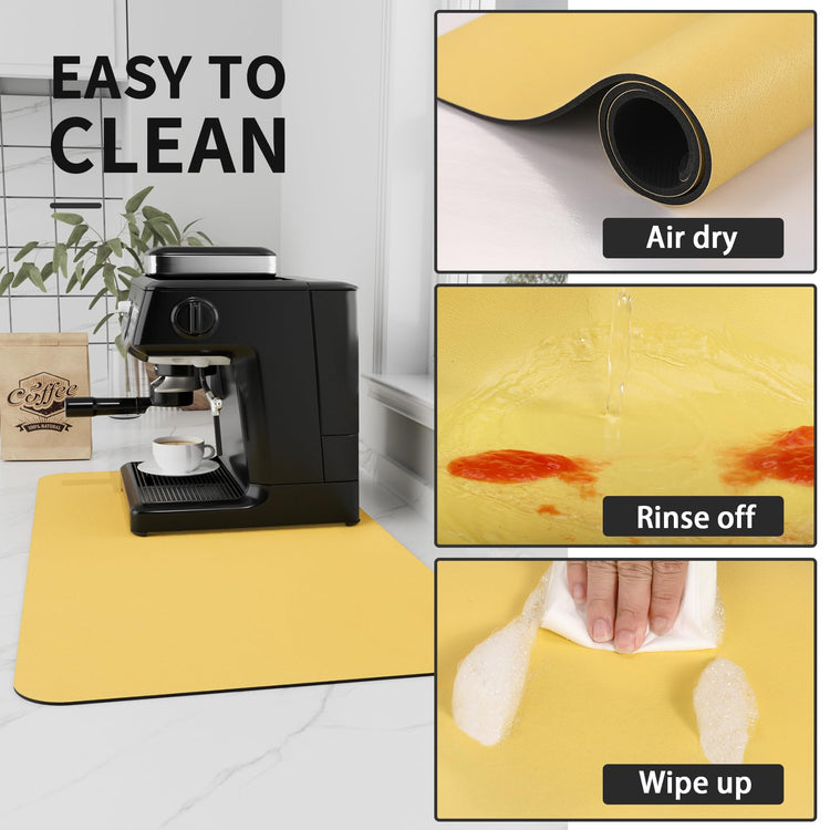 Coffee Mat Absorbent Hide Stain Rubber Backed Dish Drying Mat for Kitchen Counter