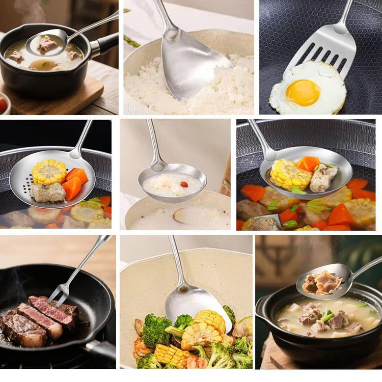 18 10 Stainless Steel Cooking Utensils Set 9 Pack Metal Kitchen Utensil