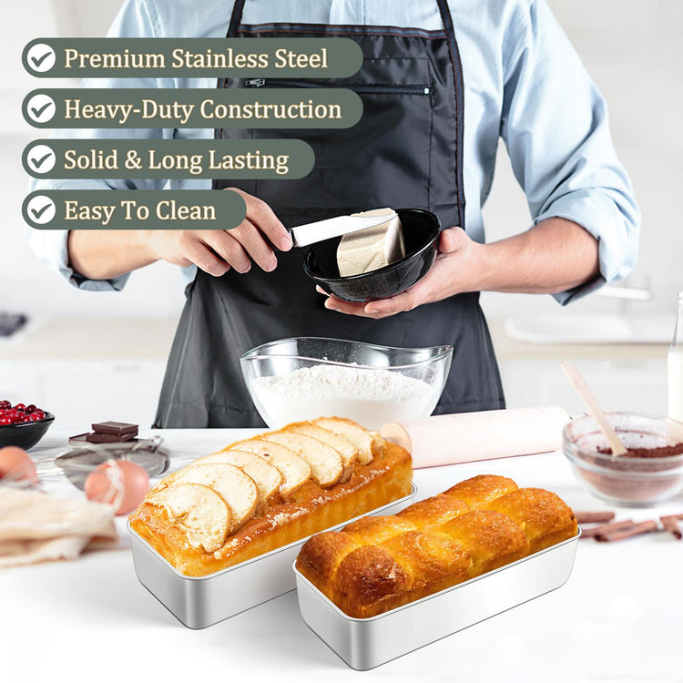 Loaf Pan 12 x 5 Inch Stainless Steel Loaf Pans for Baking Bread (4 Count)