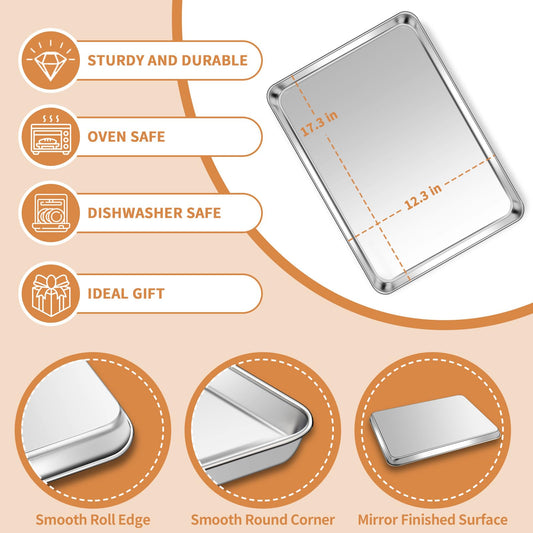 Stainless Steel Baking Sheet Pan Set of 2