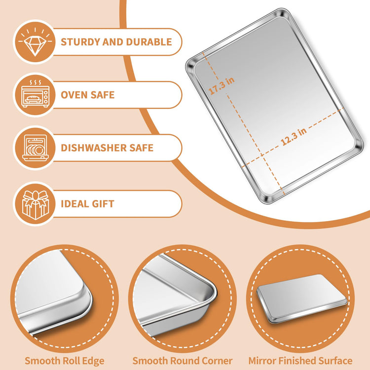 Stainless Steel Baking Sheet Pan Set of 2