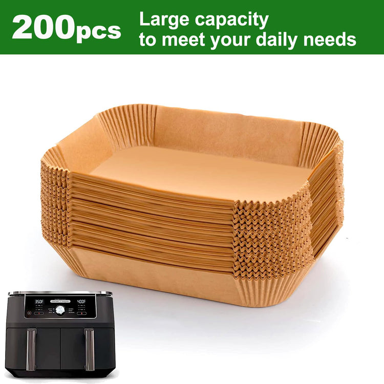 Rectangle Air Fryer Liners for CHEFMAN 6 Quart Dual Basket Air Fryer Oven (200 Count)