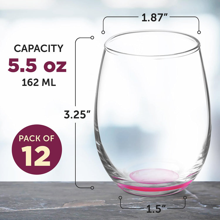 Stemless Wine Glasses by ARC 5.5 oz. Set of 12 (12 Count)