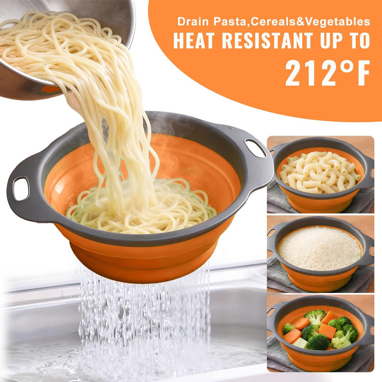 2 Pack Collapsible Silicone Colander with Handle (2 Count)