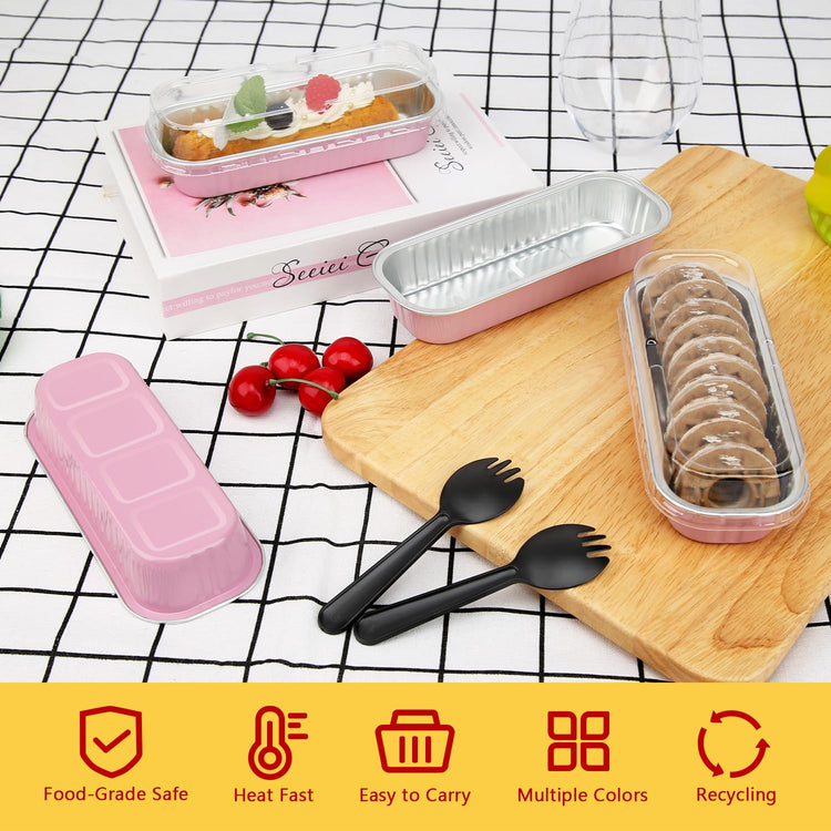 Mini Loaf Cake Pans with Lids 100 Pack (6.8 Fl Oz)