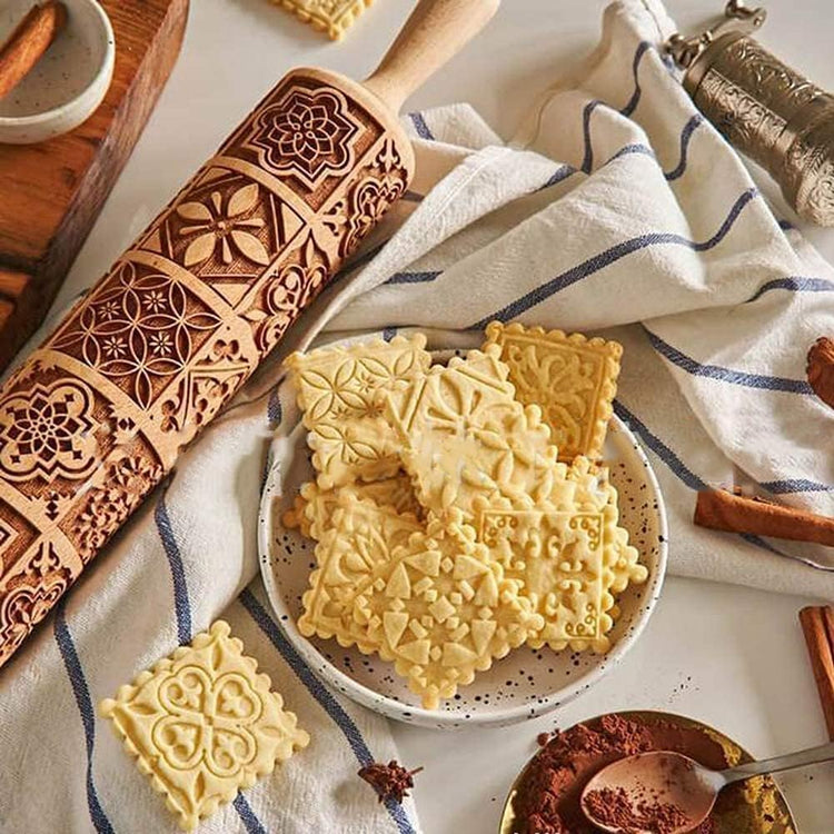 Christmas Wooden Rolling Pin for Baking