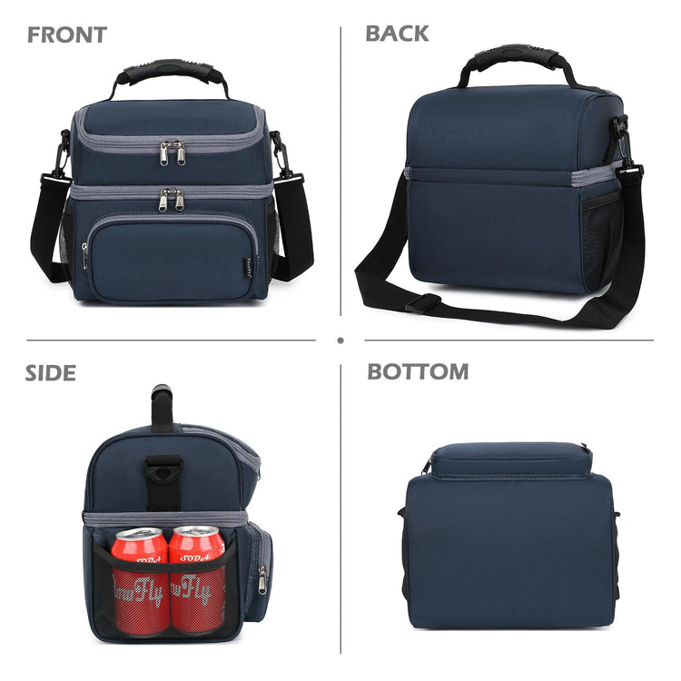 Double Layer Cooler Insulated Lunch Bag Adult Lunch Box Large Tote Bag for Men