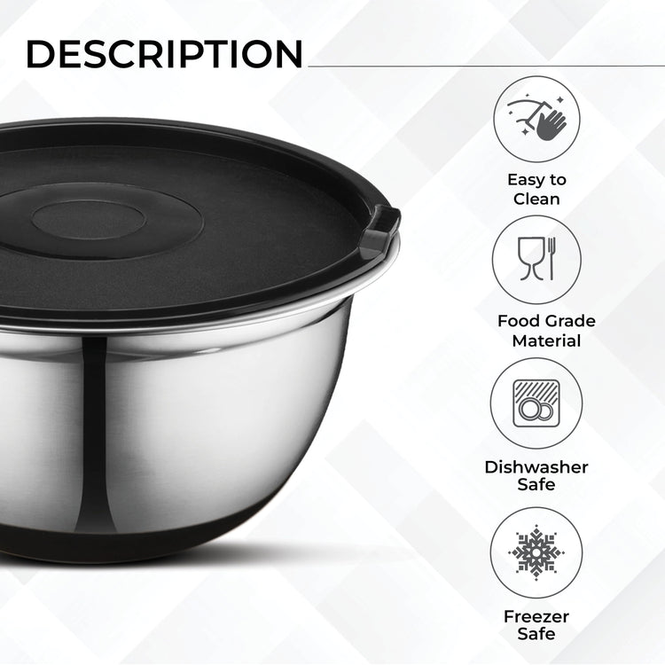 Premium Brushed Stainless Steel Mixing Bowls Sets (5 Count)