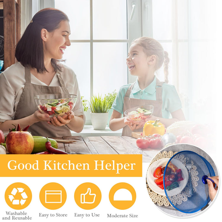 6 Pcs Metal Mesh Food Cover Outdoor Mesh Food Tents Dome Screen Plate Covers for Dinner Plates Reusable Fruit Fly Nets Picnic Umbrella for Table
