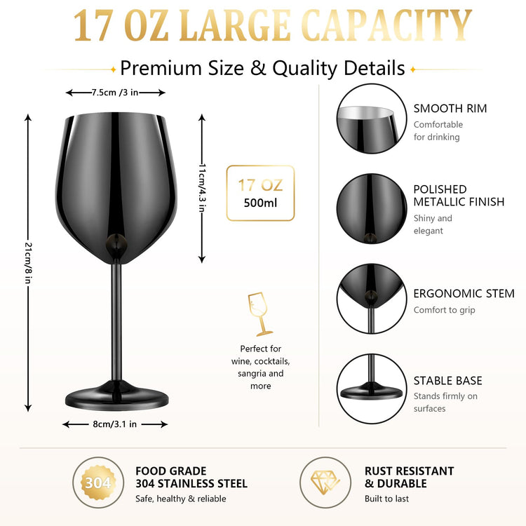 Unbreakable Stainless Steel Wine Glasses Set of 2 (2 Count)