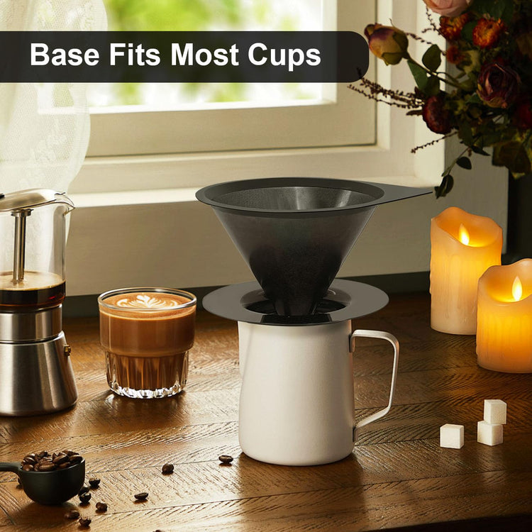 Pour Over Coffee Dripper Reusable Coffee Filter Paperless Coffee Filter Stainless Steel Pour Over Coffee Maker Cone Coffee Dripper for 1